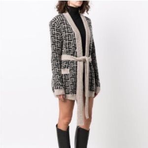 Jones New York Signature | Thick Knit Neutral Pattern Tie Sweater With Pockets